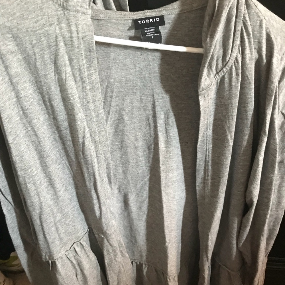 Torrid gray peplum long sleeve cover up size one